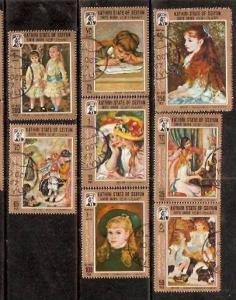 Kathiri State Aden / South Arabia 1967 Art Paintings by Renoir 8v  Set ++ 8111