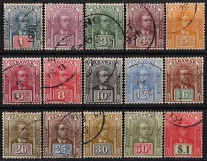 SARAWAK 1928 Brooke set 1c-$1 wmk Multi Rosettes