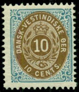 DANISH WEST INDIES #20 (18) 10¢ bicolor, p. 13, og, NH, F/VF, Facit $225.00