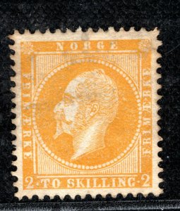 NORWAY Stamp Scott.2 2s Yellow (1857) KING OSCAR Mint MNG Cat $800- PURPLE206