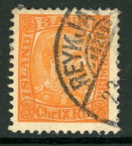 Iceland 1902 Christian IX 3a Orange Perf 13 Scott # 34 VFU C627