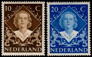 ✔️ NETHERLANDS 1948 - QUEEN JULIANA INAUGURATION - SC. 304/5 NVPH 506/7 ** MNH