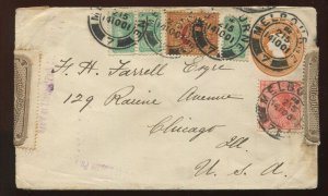 OX11 Post Office Seals on 1901 Uprated Entire from Australia to Chicago LV6737