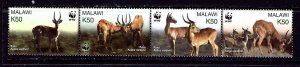 Malawi 714 MNH 2003 W.W.F. strip of 4 (Been Folded) (102)