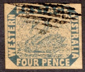1854 Western Australia 4p, Used Forgery, Scott #3