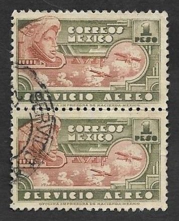 SMI) 1934 MEXICO, EAGLE MAN AND AIRPLANE, AERIAL, B2, USED, SCT C72