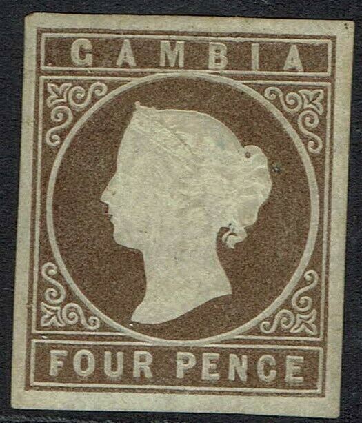 GAMBIA 1869 QV CAMEO 4D IMPERF NO WMK NO GUM 