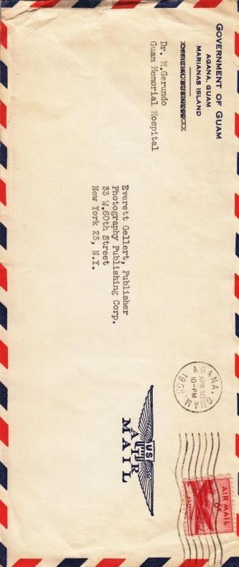 1955, Agana, Guam to New York, Airmail, #10 (9181)