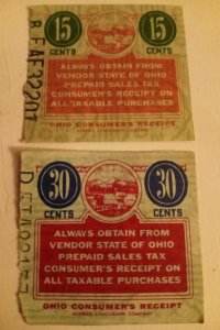 OHIO Tax Revenue Stamp Lot BOB Back of Book US G2525