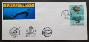 Malaysia Turtles 1995 Marine Life Ocean FDC *Sarawak Expo PMK *concordance *rare