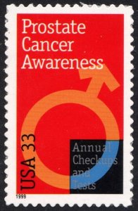 SC#3315 33¢ Prostate Cancer Awareness Single (1999) SA