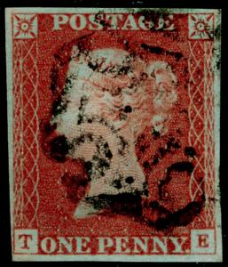 SG8, 1d red-brown PLATE 19, FINE USED. Cat £70. BLACK MX. MISSING IMP. TE