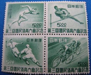 STAMPS OF JAPAN - 1948 - SCOTT # 421a BLOCK OF 4   MLH  (J31)