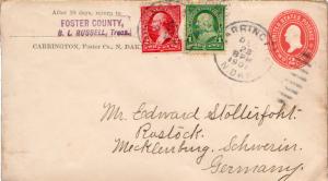 United States North Dakota Carrington 1901 duplex  1c Franklin and 2c Washing...