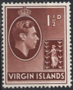 Virgin Islands 78 (SG 112a) (mh) 1½p George VI,  red brn, ordinary paper (1938)