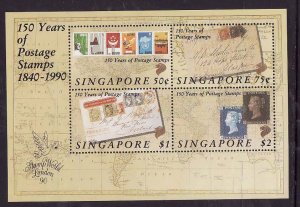 Singapore-Sc#563-6a- id6-unused NH set+sheet -Maps-Stamp on Stamp-1990-