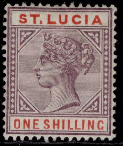 ST. LUCIA QV SG50, 1s dull mauve & red, M MINT. Cat £15.