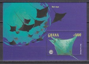 Ghana, Scott cat. 1864. Devil Bat Ray s/sheet.