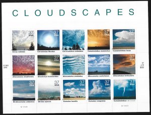 US #3878 Mint Sheet, Cloudscapes, M-NH*-