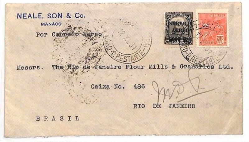 AE112 1931 Brazil Rio De Janeiro Cover {samwells-covers}