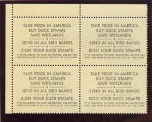 U.S. - RW54 - Plate Block - EXTRA FINE - Never Hinged 