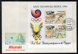 Aitutaki 418 Olympics Souvenir Sheet U/A FDC