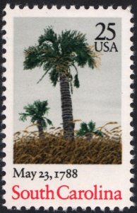 SC#2343 25¢ Bicentenary Statehood: South Carolina Single (1988) MNH