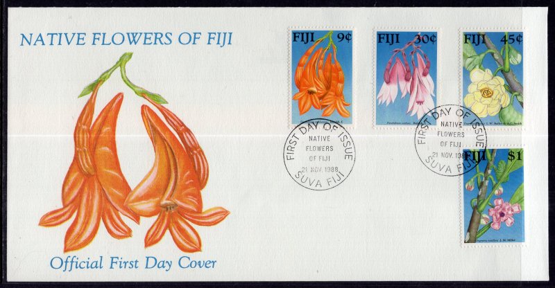Fiji 595-598 Flowers U/A FDC