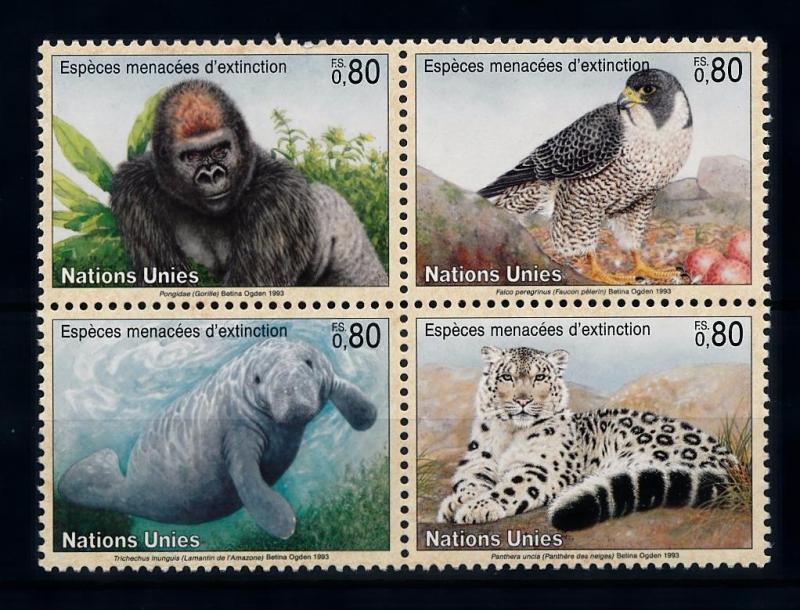 [40040] UN Geneva 1993 Wild Animals Gorilla Bird Manatee Leopard MNH