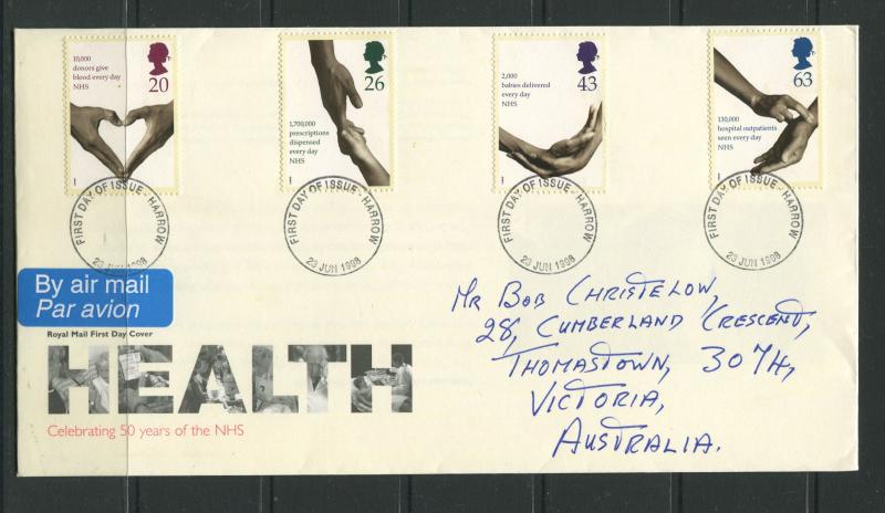 STAMP STATION PERTH:Great Britain - FDC NHS 50 Years Health 1998 CV$?