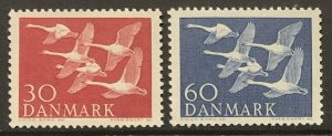 Denmark 361-362 Complete Mint NH 1956 - Swans, Birds
