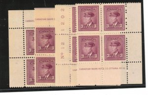 Canada #252 Very Fine Never Hinged Plate #12 Match Set