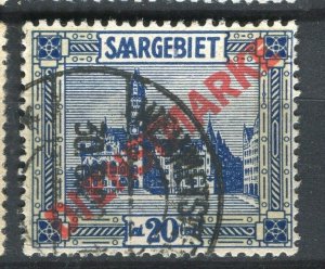 GERMANY SAARLAND; 1922 early DIENSTMARKE Official Optd issue used 20c. value