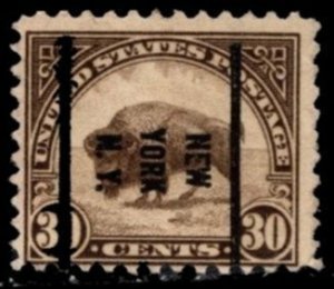 1923 US Scott #- 569 30 Cents American Bison New York N.Y. Precancel Used