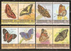 St. Vincent Gr. - Union Is 1985 Butterflies Insect Moth 8v MNH # 3174