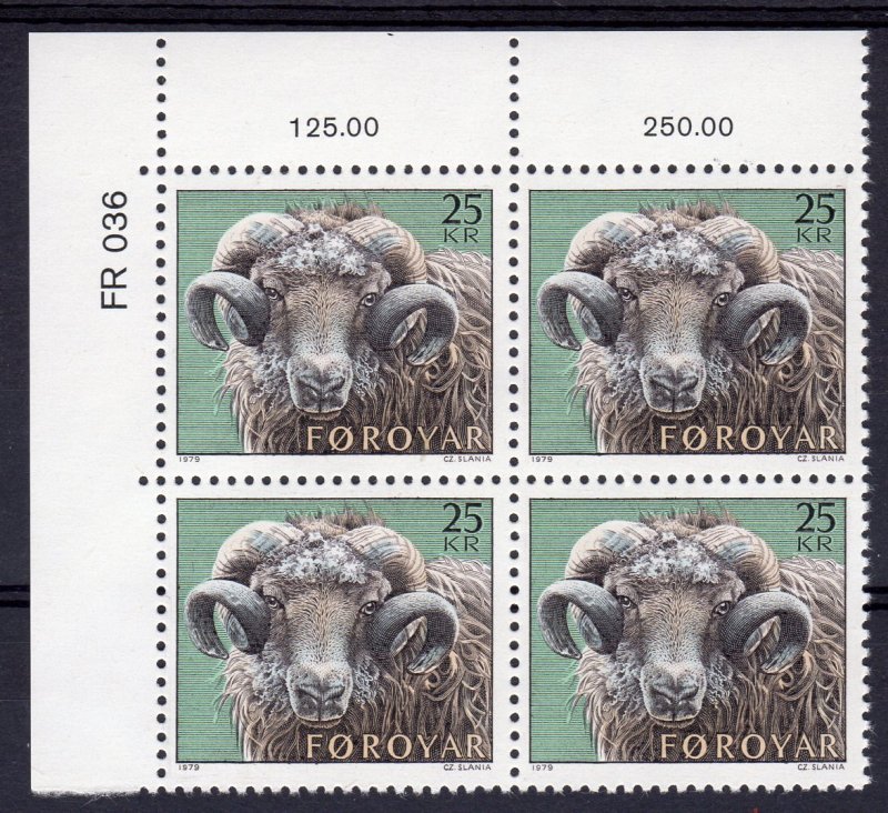 Faroe Islands 1979 Sc#42  RAM  Block of 4 MNH