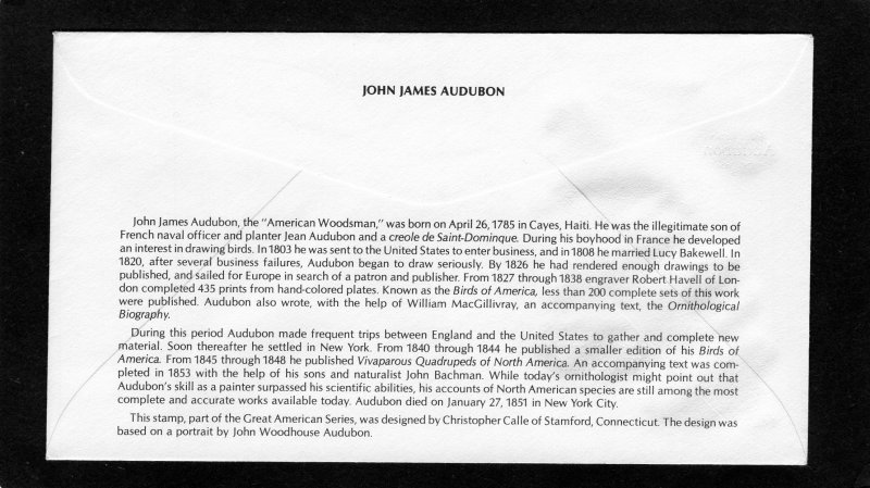 1863 Audubon, FDC Artmaster cachet