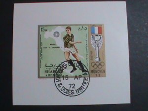 ​SHARJAH 1972-OLYMPIC GAMES MUNICH'72- SOCCER-FRANCE IMPERF-CTO S/S SHEET VF