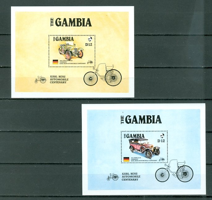 GAMBIA OLD CARS #628-629 SOUV. SHEETS...MNH...$16.00