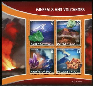 MALDIVES  2019 MINERALS & VOLCANOES SHEET MINT NEVER HINGED