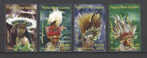 Papua New Guinea MNH 1319-22 Headdresses 2008 SCV 10.00