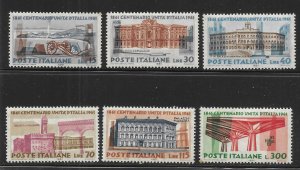 Italy 839-844 100th Italian Unity set MNH Light Gum Toning