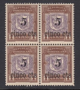 Dominican Republic 1904 5c on 1p Block x 4 MNH. Scott 154