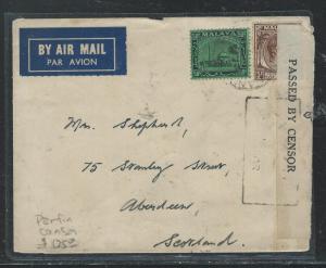 MALAYA SELANGOR (PP2508B) 50C MOSQUE+STRAITS KGVI 5C PERF IN A/M CENSOR TO UK