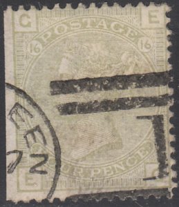 Great Britain 1876-80 used Sc 70 4p Victoria Plate 16 Position EG Cancel 1 Ab...