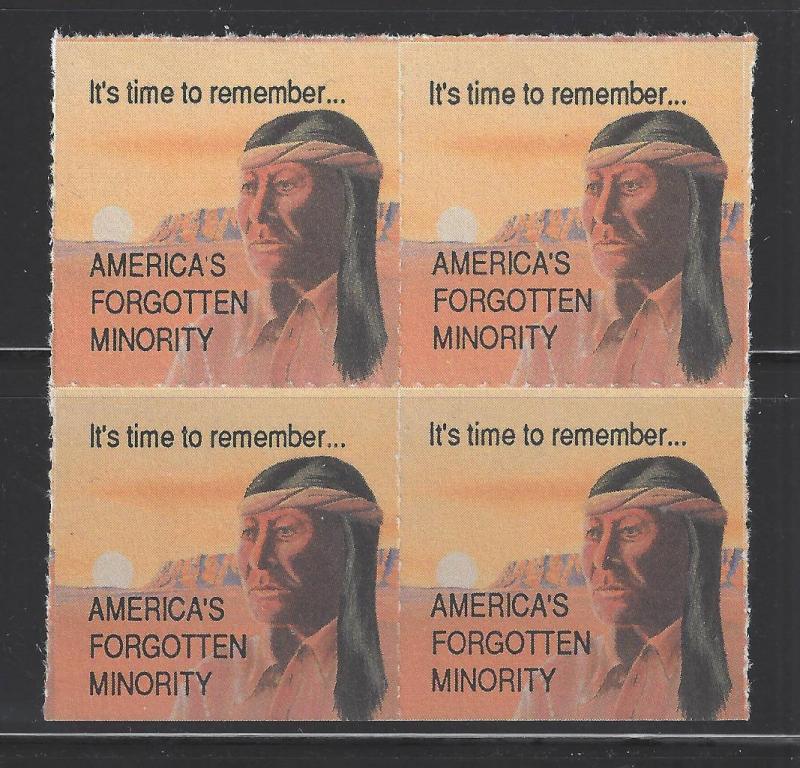 Vintage Native American Indian Promotional Poster Stamp Block - Scarce (BA7)