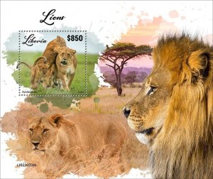 LIBERIA- 2023 - Lions - Perf Souv Sheet - Mint Never Hinged