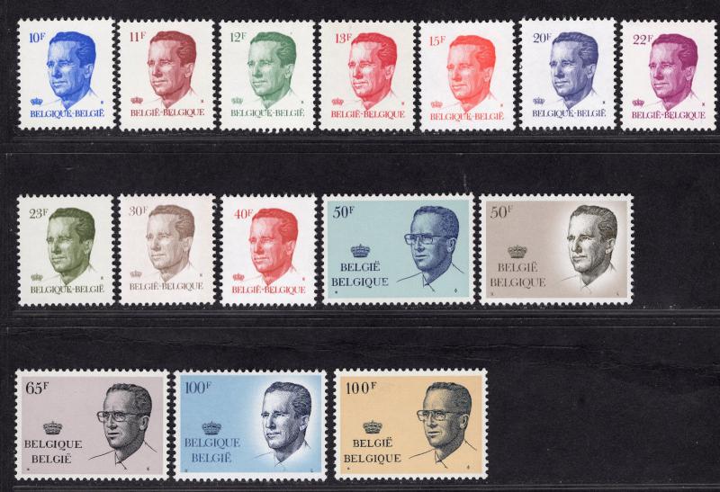 $Belgium Sc#1089-1103 M/NH, missing low values 1084-1088, Cv. $57