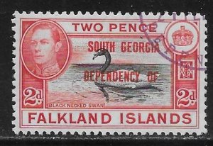 Falkland Islands Dependencies 3L3 2d Black Necked Swan single Used