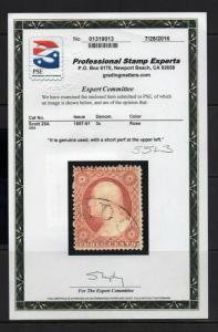 #25A  1857 3c Washington Plated 63L3 - with PSE Certificate cv$700.00